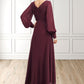 Kaylah A-Line V-neck Asymmetrical Chiffon Mother of the Bride Dress With Ruffle DL126P0014732