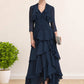 Aurora A-Line V-neck Asymmetrical Chiffon Mother of the Bride Dress With Beading Sequins Cascading Ruffles DL126P0014733