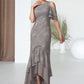 Jolie Trumpet/Mermaid Scoop Neck Asymmetrical Chiffon Lace Mother of the Bride Dress With Cascading Ruffles DL126P0014734