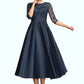 Zoe A-Line Scoop Neck Tea-Length Satin Lace Mother of the Bride Dress With Sequins DL126P0014736