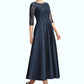 Zoe A-Line Scoop Neck Tea-Length Satin Lace Mother of the Bride Dress With Sequins DL126P0014736