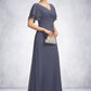 Madeline A-Line V-neck Floor-Length Chiffon Mother of the Bride Dress With Ruffle Beading DL126P0014737