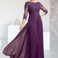 Jillian A-Line Scoop Neck Floor-Length Chiffon Lace Mother of the Bride Dress With Beading Sequins DL126P0014738