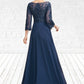 Tiffany A-Line V-neck Floor-Length Chiffon Lace Mother of the Bride Dress With Beading Sequins DL126P0014739