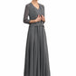 Lizeth A-Line V-neck Ankle-Length Chiffon Mother of the Bride Dress With Beading Sequins DL126P0014740