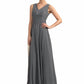 Lizeth A-Line V-neck Ankle-Length Chiffon Mother of the Bride Dress With Beading Sequins DL126P0014740