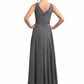 Lizeth A-Line V-neck Ankle-Length Chiffon Mother of the Bride Dress With Beading Sequins DL126P0014740