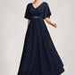 Dayami A-Line V-neck Ankle-Length Mother of the Bride Dress With Ruffle DL126P0014742