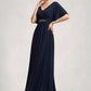 Dayami A-Line V-neck Ankle-Length Mother of the Bride Dress With Ruffle DL126P0014742