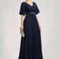 Dayami A-Line V-neck Ankle-Length Mother of the Bride Dress With Ruffle DL126P0014742