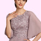 Irene A-Line Scoop Neck Tea-Length Chiffon Lace Mother of the Bride Dress DL126P0014743