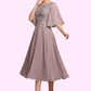 Irene A-Line Scoop Neck Tea-Length Chiffon Lace Mother of the Bride Dress DL126P0014743