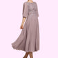 Irene A-Line Scoop Neck Tea-Length Chiffon Lace Mother of the Bride Dress DL126P0014743