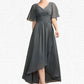 Jessica A-Line V-neck Asymmetrical Chiffon Mother of the Bride Dress With Ruffle Beading DL126P0014744