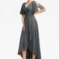 Jessica A-Line V-neck Asymmetrical Chiffon Mother of the Bride Dress With Ruffle Beading DL126P0014744