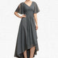 Jessica A-Line V-neck Asymmetrical Chiffon Mother of the Bride Dress With Ruffle Beading DL126P0014744