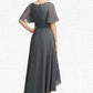 Jessica A-Line V-neck Asymmetrical Chiffon Mother of the Bride Dress With Ruffle Beading DL126P0014744