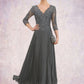 Paisley A-Line V-neck Ankle-Length Chiffon Lace Mother of the Bride Dress With Sequins Pleated DL126P0014745