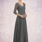 Paisley A-Line V-neck Ankle-Length Chiffon Lace Mother of the Bride Dress With Sequins Pleated DL126P0014745