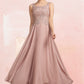 Mia A-Line Scoop Neck Ankle-Length Chiffon Lace Mother of the Bride Dress DL126P0014747