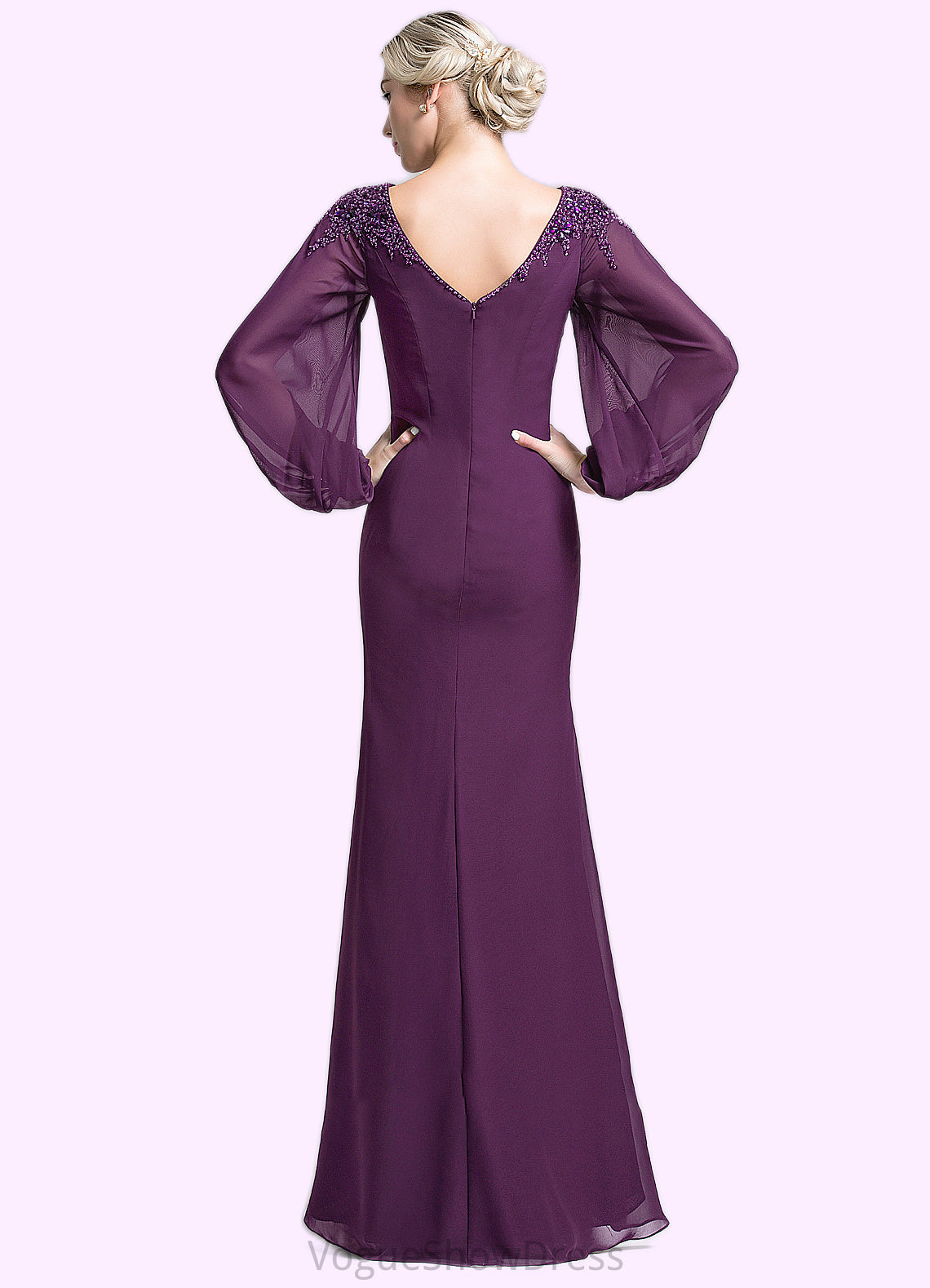 Kristina Trumpet/Mermaid Scoop Neck Floor-Length Chiffon Mother of the Bride Dress With Beading Sequins DL126P0014748