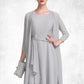 Amiah A-Line Scoop Neck Knee-Length Chiffon Mother of the Bride Dress With Beading Cascading Ruffles DL126P0014751