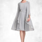 Amiah A-Line Scoop Neck Knee-Length Chiffon Mother of the Bride Dress With Beading Cascading Ruffles DL126P0014751