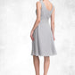 Amiah A-Line Scoop Neck Knee-Length Chiffon Mother of the Bride Dress With Beading Cascading Ruffles DL126P0014751