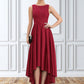 Mckinley A-Line Scoop Neck Asymmetrical Satin Lace Mother of the Bride Dress With Sequins DL126P0014752