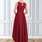 Mckinley A-Line Scoop Neck Asymmetrical Satin Lace Mother of the Bride Dress With Sequins DL126P0014752