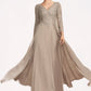 Elliana A-Line V-neck Floor-Length Chiffon Lace Mother of the Bride Dress DL126P0014754