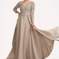 Elliana A-Line V-neck Floor-Length Chiffon Lace Mother of the Bride Dress DL126P0014754