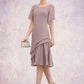 Azaria A-Line Scoop Neck Knee-Length Chiffon Mother of the Bride Dress With Cascading Ruffles DL126P0014755