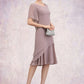 Azaria A-Line Scoop Neck Knee-Length Chiffon Mother of the Bride Dress With Cascading Ruffles DL126P0014755