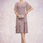 Azaria A-Line Scoop Neck Knee-Length Chiffon Mother of the Bride Dress With Cascading Ruffles DL126P0014755