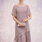 Azaria A-Line Scoop Neck Knee-Length Chiffon Mother of the Bride Dress With Cascading Ruffles DL126P0014755