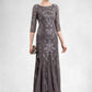 Isabela Sheath/Column Scoop Neck Ankle-Length Tulle Sequined Mother of the Bride Dress DL126P0014758