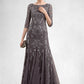 Isabela Sheath/Column Scoop Neck Ankle-Length Tulle Sequined Mother of the Bride Dress DL126P0014758