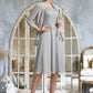 Keyla A-Line Square Neckline Knee-Length Chiffon Lace Mother of the Bride Dress DL126P0014759