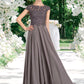 Alma A-Line Scoop Neck Floor-Length Chiffon Lace Mother of the Bride Dress With Beading DL126P0014761