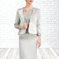 Essence Sheath/Column Scoop Neck Knee-Length Satin Lace Mother of the Bride Dress DL126P0014762