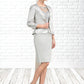 Essence Sheath/Column Scoop Neck Knee-Length Satin Lace Mother of the Bride Dress DL126P0014762