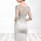 Essence Sheath/Column Scoop Neck Knee-Length Satin Lace Mother of the Bride Dress DL126P0014762