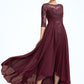 Athena A-Line Scoop Neck Asymmetrical Chiffon Lace Mother of the Bride Dress With Ruffle Sequins DL126P0014765