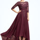 Athena A-Line Scoop Neck Asymmetrical Chiffon Lace Mother of the Bride Dress With Ruffle Sequins DL126P0014765