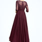 Athena A-Line Scoop Neck Asymmetrical Chiffon Lace Mother of the Bride Dress With Ruffle Sequins DL126P0014765