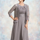 Adalynn A-Line Scoop Neck Knee-Length Chiffon Lace Mother of the Bride Dress With Ruffle DL126P0014766