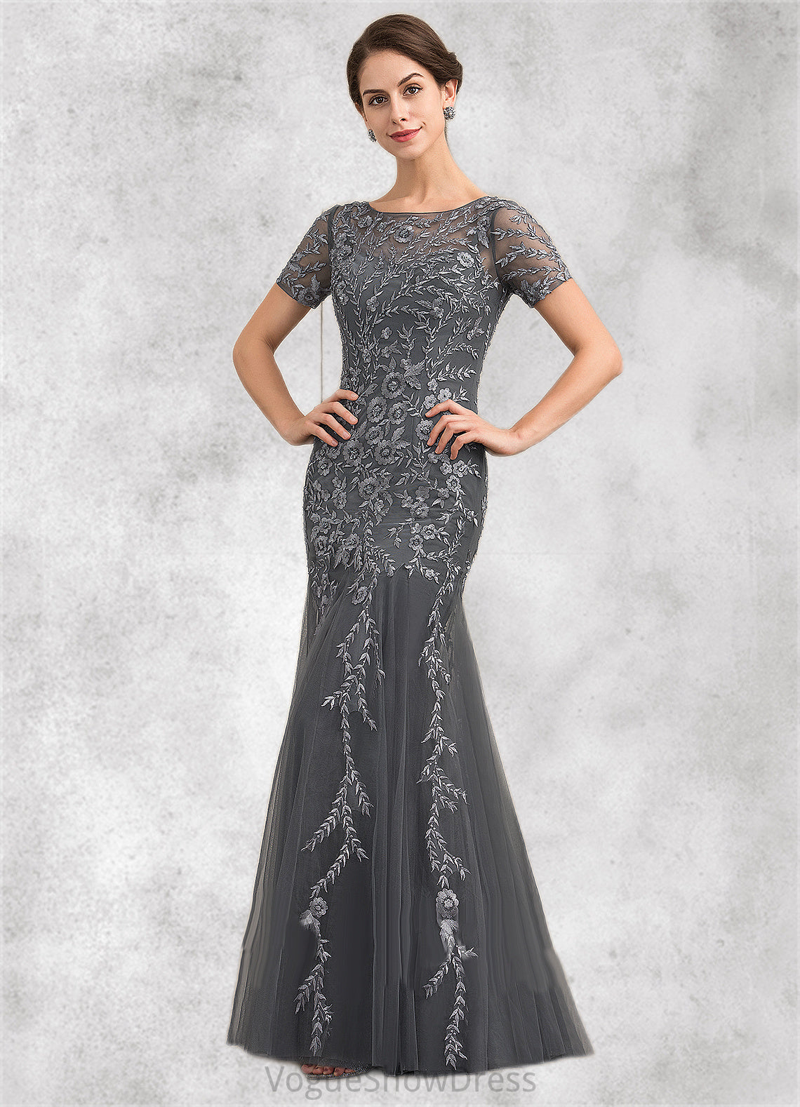 Paloma Trumpet/Mermaid Scoop Neck Floor-Length Tulle Lace Mother of the Bride Dress With Beading Sequins DL126P0014767