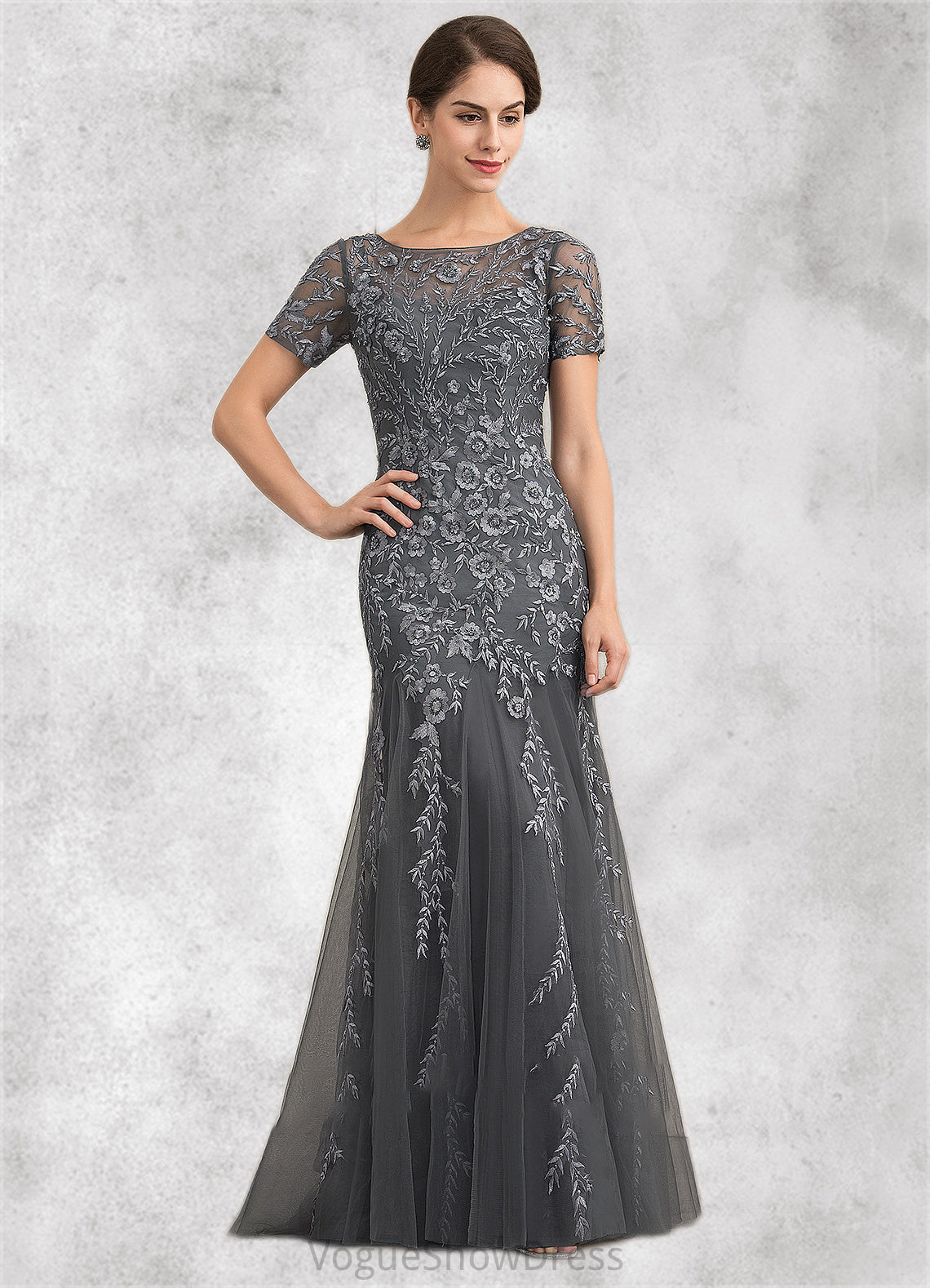 Paloma Trumpet/Mermaid Scoop Neck Floor-Length Tulle Lace Mother of the Bride Dress With Beading Sequins DL126P0014767