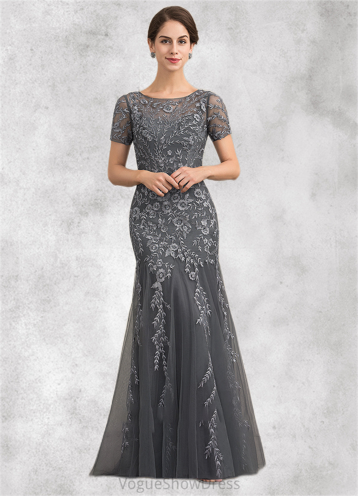 Paloma Trumpet/Mermaid Scoop Neck Floor-Length Tulle Lace Mother of the Bride Dress With Beading Sequins DL126P0014767